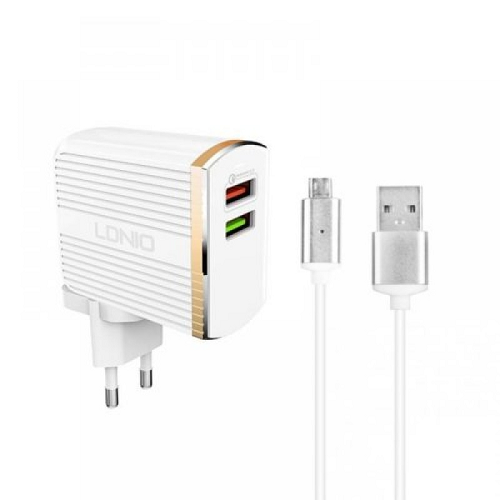 ΦΟΡΤΙΣΤΗΣ LDNIO A2502Q 30W DUAL USB & ΚΑΛΩΔΙΟ MICRO USB QUICK CHARGE 3.0