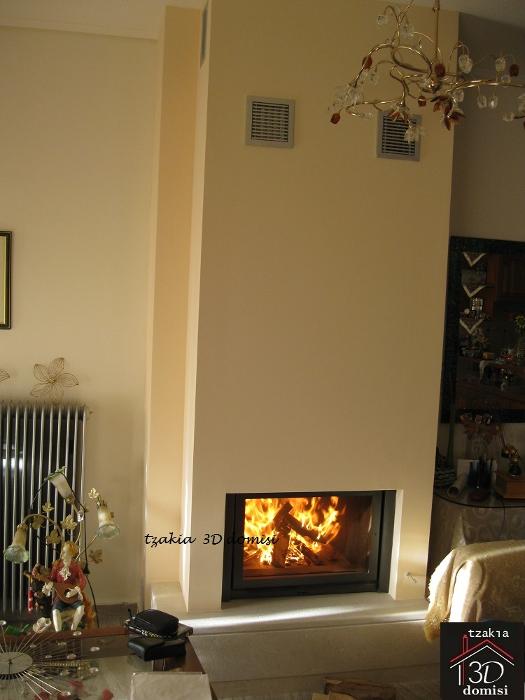 Ενεργειακό Τζάκι Αερόθερμο και Κατασκευή Γυψοσανίδας, Ίλιον