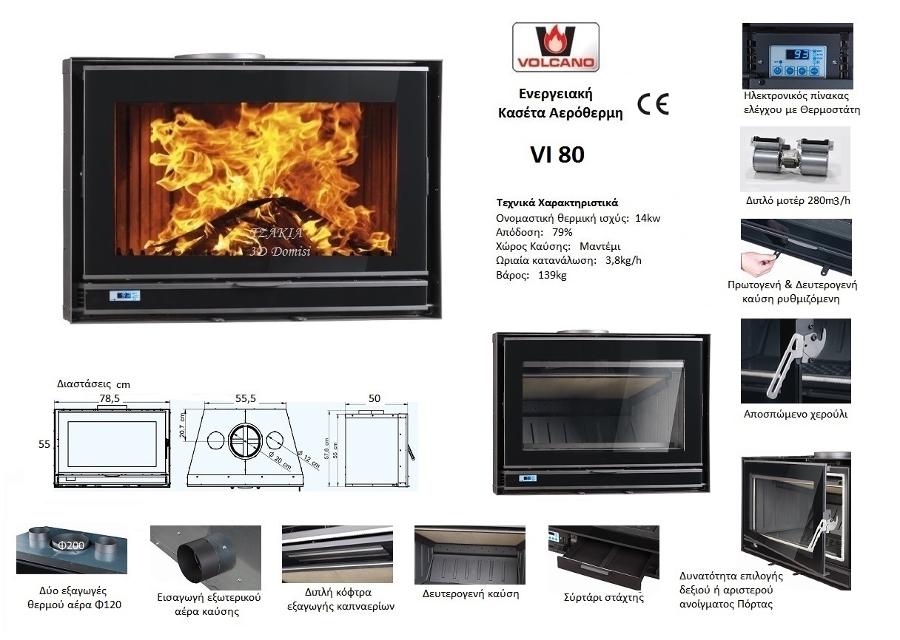 VI 80 14kw  Ενεργειακή Κασέτα Αερόθερμη