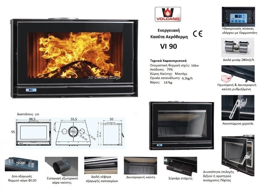 VI 90 16kw  Ενεργειακή Κασέτα Αερόθερμη