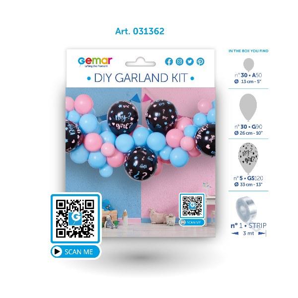 DIY Gender Reveal Γιρλάντα με Μπαλόνια (65 τεμ)