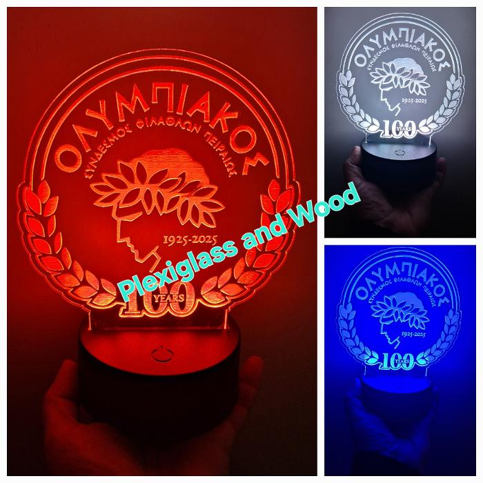 Φωτιστικο με βαση led επετειακό 100 χρόνια Ολυμπιακός