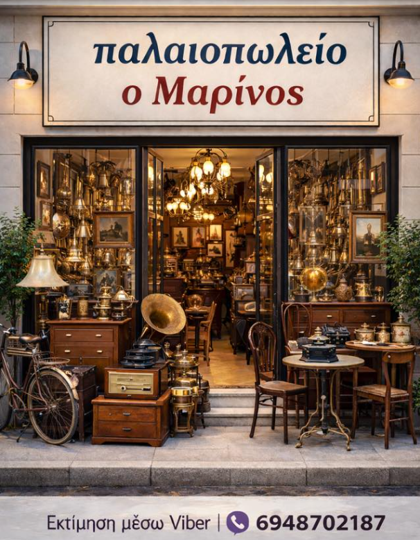 Παλαιοπωλείο Μαρίνος, Αντίκες Ζωγράφου, Vintage Έπιπλα, Δίσκοι, Νομίσματα, Κόμιξ Παλαιά έπιπλα, Μπουφέδες, Σιφινιέρες, Γραμματόσημα, Σπαθιά
